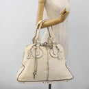 Chloe Paddington Hand Bag Leather White Silver Auth BSZ323-24