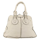 Chloe Paddington Hand Bag Leather White Silver Auth BSZ323-2