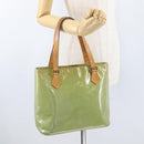 LOUIS VUITTON Monogram Vernis Houston Hand Bag Baby Blue M91005 LV Auth BSZ324-25