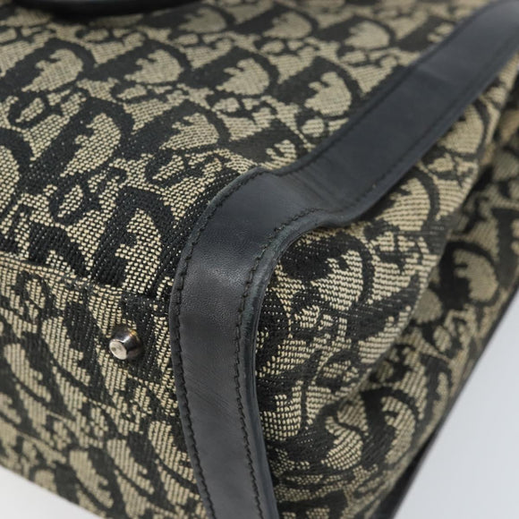 Christian Dior Trotter Canvas Hand Bag Black Silver Auth BSZ335