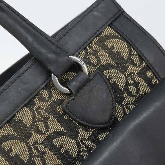 Christian Dior Trotter Canvas Hand Bag Black Silver Auth BSZ335