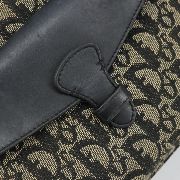 Christian Dior Trotter Canvas Hand Bag Black Silver Auth BSZ335