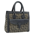 Christian Dior Trotter Canvas Hand Bag Black Silver Auth BSZ335-1