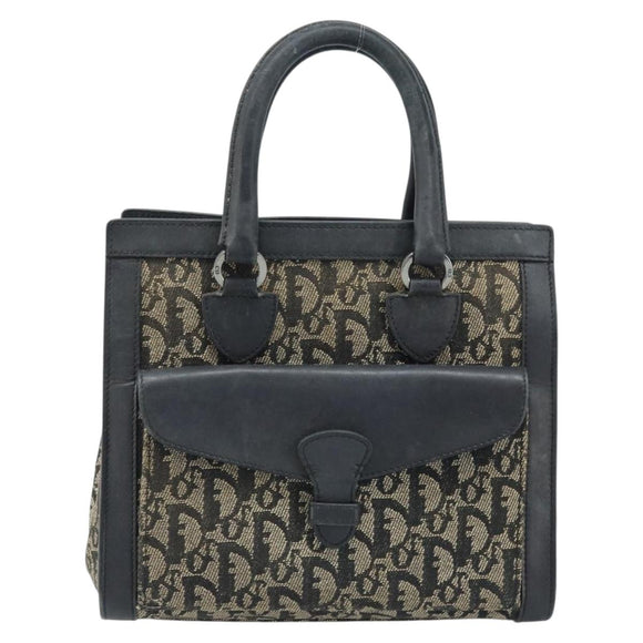 Christian Dior Trotter Canvas Hand Bag Black Silver Auth BSZ335