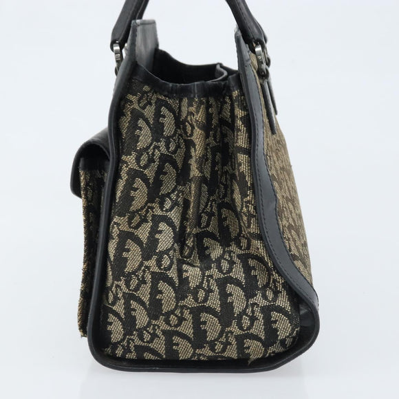 Christian Dior Trotter Canvas Hand Bag Black Silver Auth BSZ335
