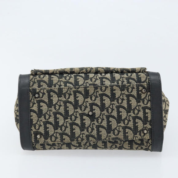 Christian Dior Trotter Canvas Hand Bag Black Silver Auth BSZ335