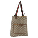 GUCCI GG Supreme Web Sherry Line Tote Bag PVC Beige Gold 39 02 003 Auth BSZ336-1