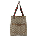 GUCCI GG Supreme Web Sherry Line Tote Bag PVC Beige Gold 39 02 003 Auth BSZ336-2