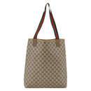 GUCCI GG Supreme Web Sherry Line Tote Bag PVC Beige Gold 39 02 003 Auth BSZ336-3