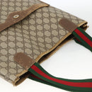 GUCCI GG Supreme Web Sherry Line Tote Bag PVC Beige Gold 39 02 003 Auth BSZ336-6