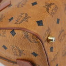 MCM Vicetos Logogram Handtasche PVC Leder Braun Gold Auth BSZ338-13