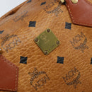 MCM Vicetos Logogram Handtasche PVC Leder Braun Gold Auth BSZ338-15