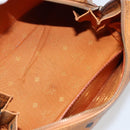 MCM Vicetos Logogram Handtasche PVC Leder Braun Gold Auth BSZ338-17