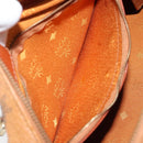 MCM Vicetos Logogram Handtasche PVC Leder Braun Gold Auth BSZ338-21