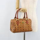 MCM Vicetos Logogram Handtasche PVC Leder Braun Gold Auth BSZ338-22