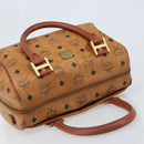 MCM Vicetos Logogram Handtasche PVC Leder Braun Gold Auth BSZ338-6