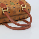 MCM Vicetos Logogram Handtasche PVC Leder Braun Gold Auth BSZ338-7