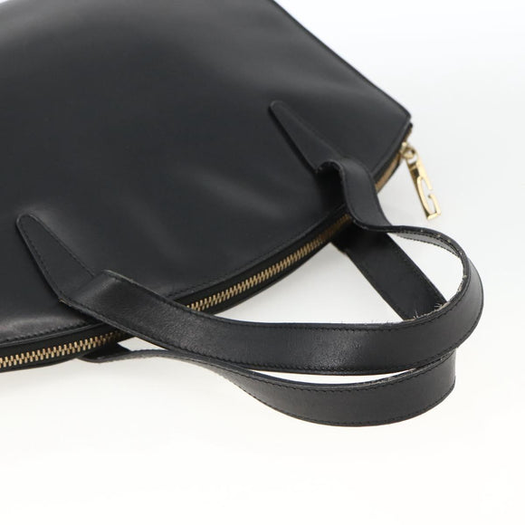 GUCCI Tote Bag Leer Goud Zwart 000 2058 0569 0 Auth BSZ341
