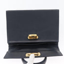Salvatore Ferragamo Gancini Hand Bag Leather Navy Gold Auth BSZ342-15