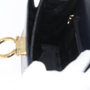 Salvatore Ferragamo Gancini Hand Bag Leather Navy Gold Auth BSZ342-19