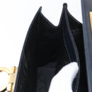 Salvatore Ferragamo Gancini Hand Bag Leather Navy Gold Auth BSZ342-21