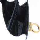 Salvatore Ferragamo Gancini Hand Bag Leather Navy Gold Auth BSZ342-22