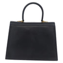 Salvatore Ferragamo Gancini Hand Bag Leather Navy Gold Auth BSZ342-3