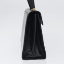 Salvatore Ferragamo Gancini Hand Bag Leather Navy Gold Auth BSZ342-5