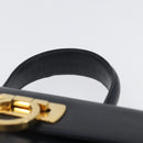 Salvatore Ferragamo Gancini Hand Bag Leather Navy Gold Auth BSZ342-8