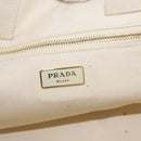 PRADA Canapa MM Hand Bag Denim White Gold Auth BSZ344-17