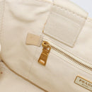 PRADA Canapa MM Hand Bag Denim White Gold Auth BSZ344-20