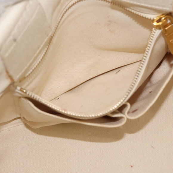 PRADA Canapa MM Hand Bag Denim White Gold Auth BSZ344