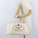 PRADA Canapa MM Hand Bag Denim White Gold Auth BSZ344-24