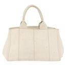 PRADA Canapa MM Hand Bag Denim White Gold Auth BSZ344-2