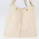 PRADA Canapa MM Hand Bag Denim White Gold Auth BSZ344-3