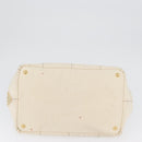 PRADA Canapa MM Hand Bag Denim White Gold Auth BSZ344-5