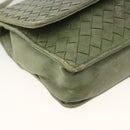 BOTTEGA VENETA INTRECCIATO Shoulder Bag Leather Khaki Gold Auth BSZ346-14