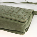 BOTTEGA VENETA INTRECCIATO Shoulder Bag Leather Khaki Gold Auth BSZ346-15