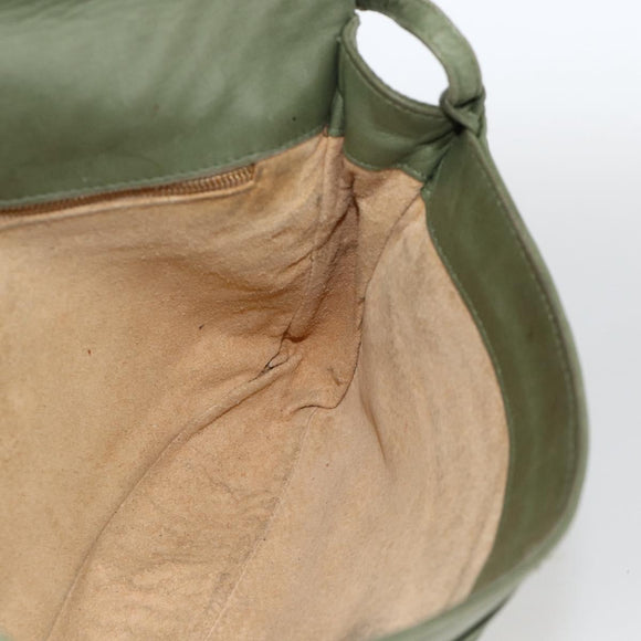 BOTTEGA VENETA INTRECCIATO Shoulder Bag Leather Khaki Gold Auth BSZ346