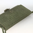 BOTTEGA VENETA INTRECCIATO Shoulder Bag Leather Khaki Gold Auth BSZ346-6