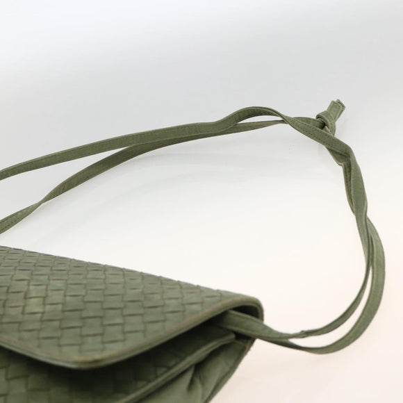 BOTTEGA VENETA INTRECCIATO Shoulder Bag Leather Khaki Gold Auth BSZ346