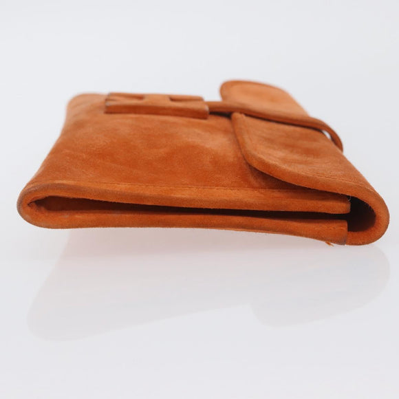 HERMES Jije Elan 29 Clutch Bag Suede Orange Auth BSZ347SAV