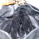GUCCI Bamboo Hand Bag Leather 2way Black Gold 001 1638 Auth BSZ349-20