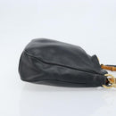 GUCCI Bamboo Hand Bag Leather 2way Black Gold 001 1638 Auth BSZ349-3