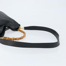 GUCCI Bamboo Hand Bag Leather 2way Black Gold 001 1638 Auth BSZ349-8