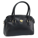 GUCCI Hand Bag Leather Black Gold Auth BSZ350-1