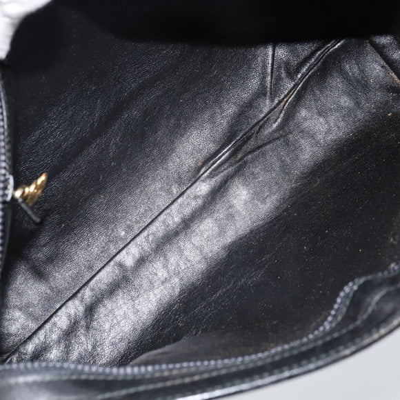 GUCCI Hand Bag Leather Black Gold Auth BSZ350