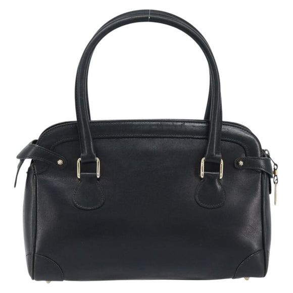 GUCCI Hand Bag Leather Black Gold Auth BSZ350