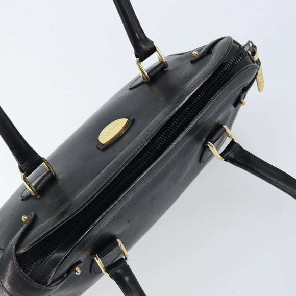 GUCCI Hand Bag Leather Black Gold Auth BSZ350