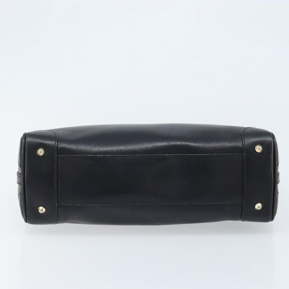 GUCCI Hand Bag Leather Black Gold Auth BSZ350